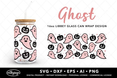 Halloween Ghost Libbey Glass Wrap Svg Graphic By Artbysugu Creative