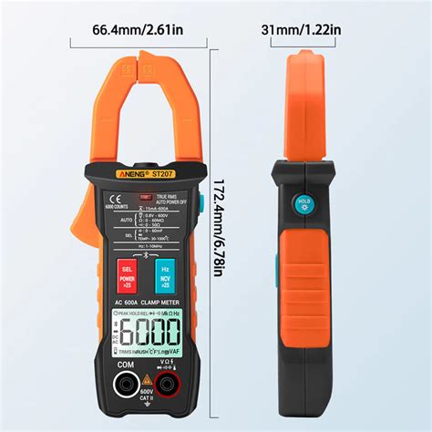 Aneng Digital Bluetooth Multimeter Voltage Tester Clamp St Black