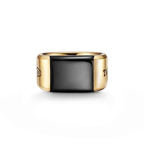 Tiffany 1837® Makers Black Onyx Signet Ring In 18k Gold 12 Mm Wide