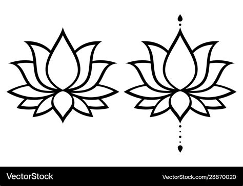 Lotus Flower Design Set Yoga Decoration Royalty Free Vector