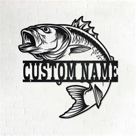 Custom name Sea Bass Fish wall decor sign with RGB color changing led