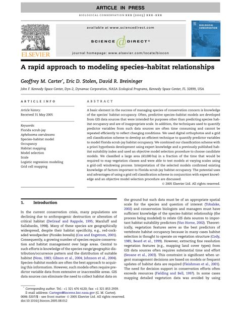 Pdf A Rapid Approach To Modeling Species Habitat Relationships