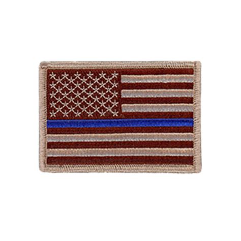 Thin Blue Line American Flag Brown Hook And Loop Patch Thin Blue