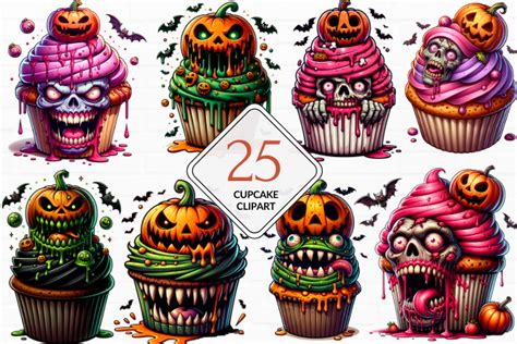 Scary Halloween Cupcake Clipart Bundle Graphic By Marishop99 · Creative Fabrica