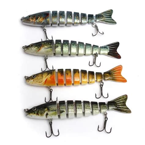 Bobing 4pc/lot 12.6cm 18.9g 8 Segments Fishing Lure Baits Artificial ...