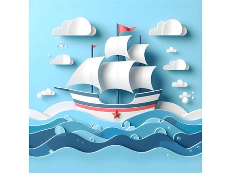 A Ship Made from a Paper Graphic by A.I Illustration and Graphics ...