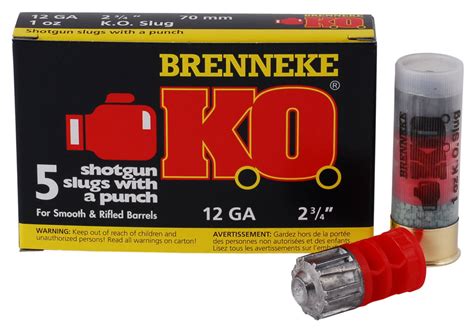 Brenneke Sl122ko K O 12 Gauge 2 75 1 Oz Slug Shot 5 Bx 50 Cs White Birch Armory