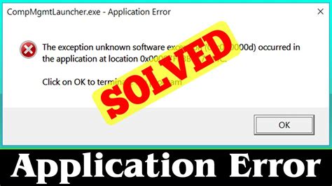 Solved How To Fix Application Error Issue Working Youtube