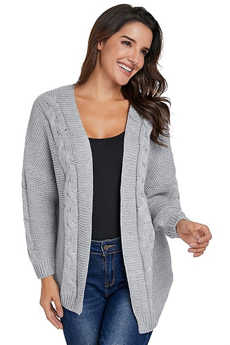 Rhylee Women Chunky Wide Long Sleeve Knit Cardigan Gray Amber Millet