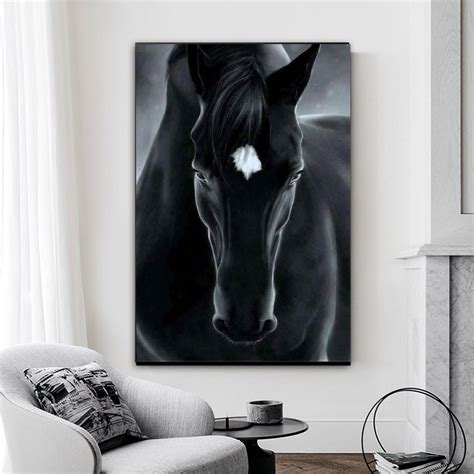 Black and White Horse Canvas Wall Art , Noble Horse Canvas Painting ...