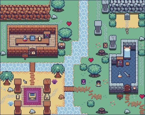 Pixelarium Village Of All Beginnings Top Down Pixel Art Tileset By