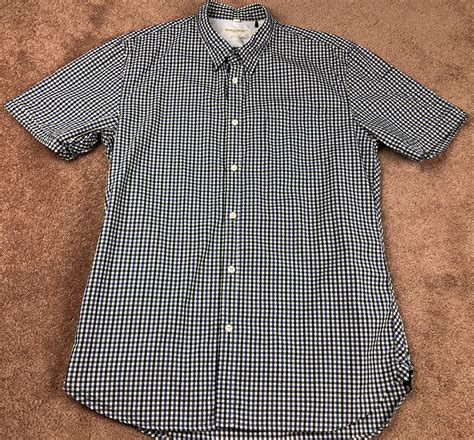 Levis Made And Crafted Blue And Green Gingham Short Sleeve Button Down Size