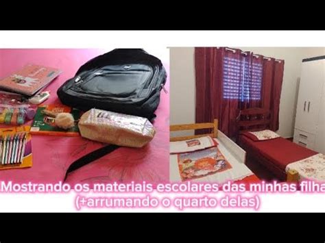 Mostrando Os Materiais Escolares Das Minhas Filhas Arrumando O Quarto