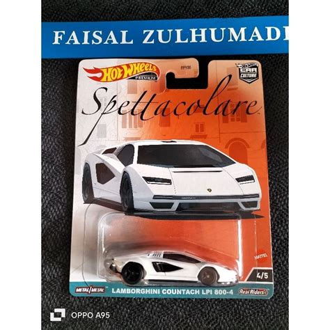 Hot Wheels Premium Spettacolare Lamborghini Countach LPI White FZCC Shopee Malaysia