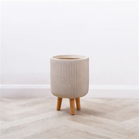 Nuovo Beige D25cm X H36cm Multi Use Indoor Plant Pot Cover On Legs