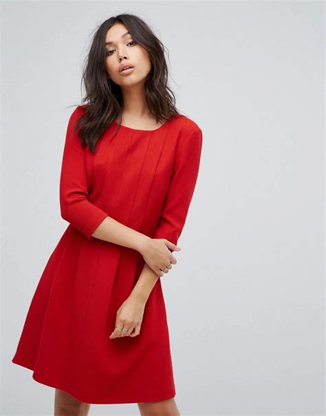 Hugo Boss Boss Casual Pleat Front Dress - Red | ModeSens