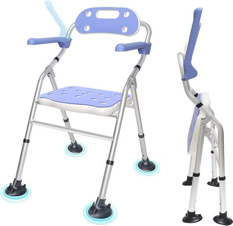 Bcareself Foldable Shower Seat Folding Bath Chair With Arms Heavy Duty