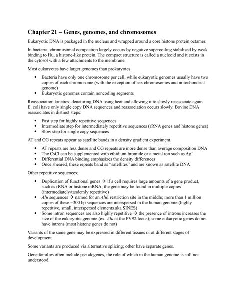 Chapters 21 22 23 24 Chapter 21 Genes Genomes And Chromosomes Eukaryotic Dna Is