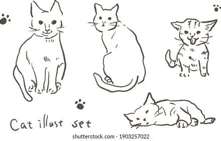 Vector Lineart Cat Set Stock Vector (Royalty Free) 1903257022 ...