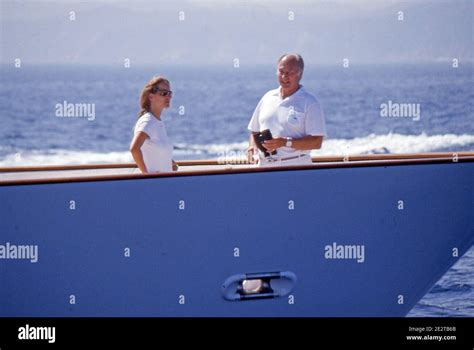 Prince Karim Aga Khan and princess Zahra on board of yacht Shergar at Maxi Yacht Rolex Cup 2004 ...