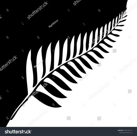 Silhouette Silver Fern National Emblem New Stock Illustration