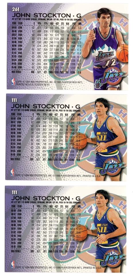 Fleer John Stockton Card Lot Nm Mt Utah Jazz Ebay