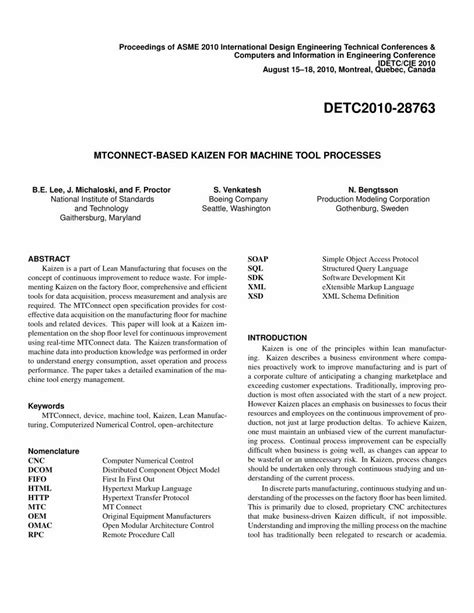 Pdf Mtconnect Based Kaizen For Machine Tool Processes Dokumen Tips