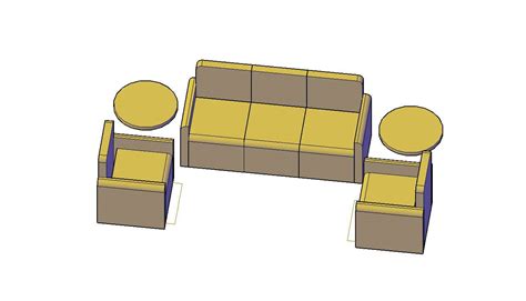 Sofa AutoCAD Block Furniture 3d model Drawing - Cadbull