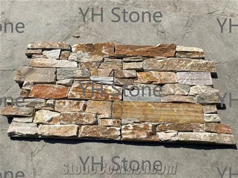 Yellow Natural Cement Ledgestone Stone Veneer Wall Panels From China