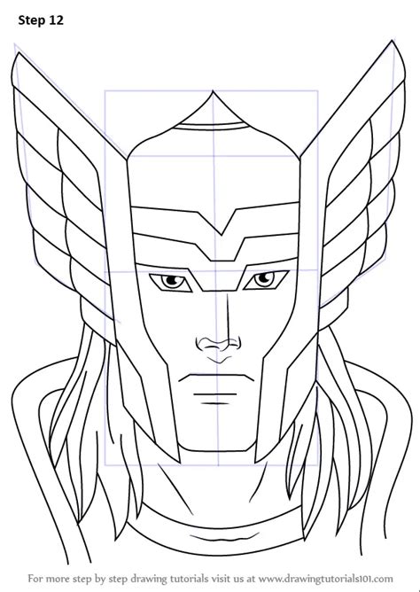 How to Draw Thor Face (Thor) Step by Step | DrawingTutorials101.com