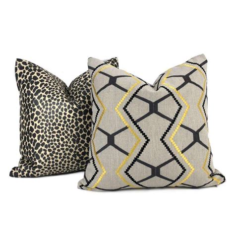 Yellow Gray Black Beige Embroidered Geometric Pillow Cover – Aloriam