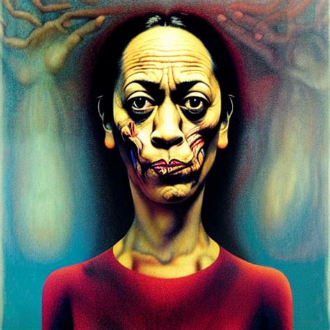 KREA AI Portrait Of Kamala Harris By Otto Dix Junji Ito