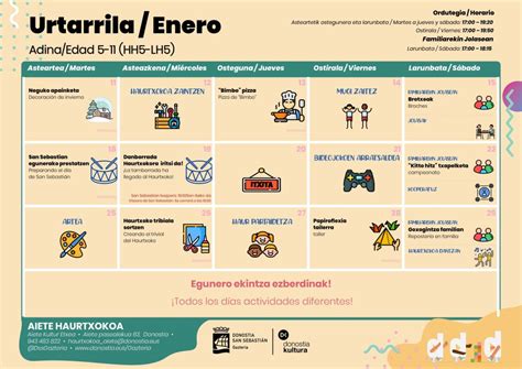 Programaci N De Enero En El Haurtxokoa Y En El Gazteleku Aieteko