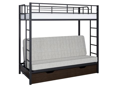 Двухъярусная кровать металл с диваном Мадлен