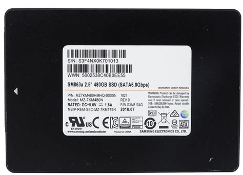 Samsung Mz7km480hmhq 00005 480gb 6g Sata Mlc Sm863a 25 Solid State Drive Ssd Cpu Medics