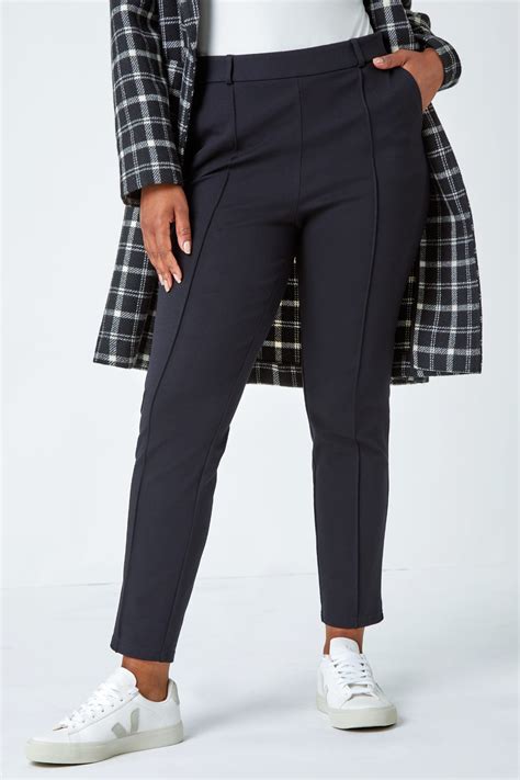 Buy Roman Black Petite Slim Fit Stretch Trousers From The Next Uk