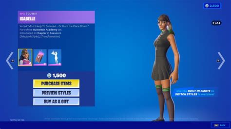 Fortnite Isabelle Skin Transformation Built In Emote Back Bling