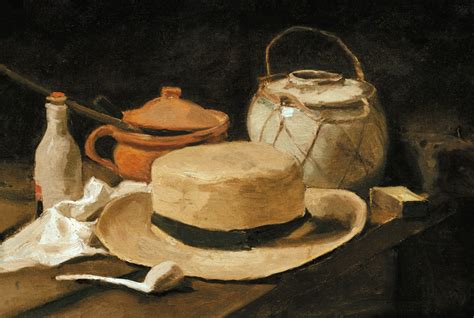 Nature Morte Avec Le Chapeau De Paille Jaune Tableau De Vincent Van Gogh