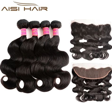 Brazilian Body Wave Hair Bundle With Lace Frontal 4 Bundles With Lace