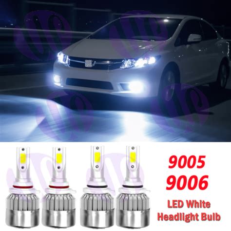 For Honda Civic 2006 2007 2008 2009 2011 4X LED Headlights Bulbs