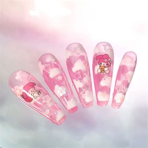 💕jelly My Melody Press On Nails 💕 Order Depop In 2021 Anime Nails Kawaii Nails Really