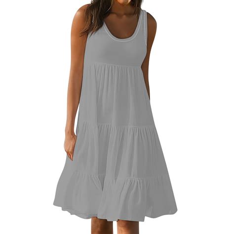 Mohiass Sundresses For Women Casual Beach 2024 Sleeveless Resort Wear Vacation Sun Dresses