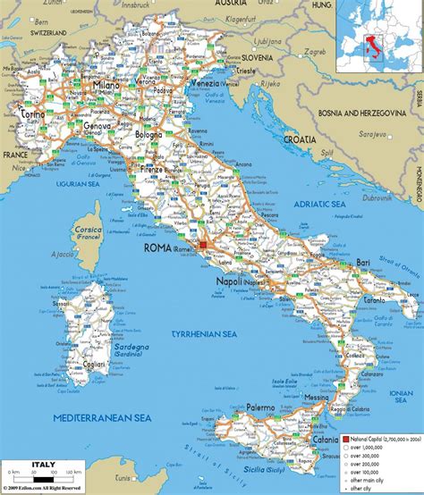 Detailed map of Italy - Detail map of Italy (Southern Europe - Europe)