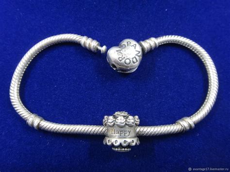 Винтаж: Браслет PANDORA с одним шармом, серебро 925 пробы, 100% ...