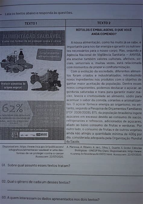 Leia Os Textos Abaixo E Responda As Quest Es A Sobre Qual Assunto