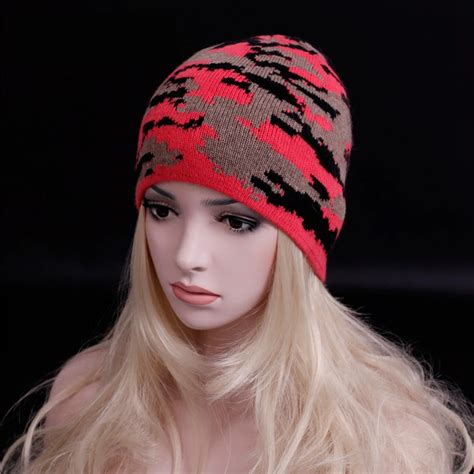 Personality Camouflage Unisex Wool Cap Double Knitting Warm Beanies