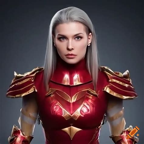 Photorealistic Depiction Of A Woman In Red And Gold Armor On Craiyon