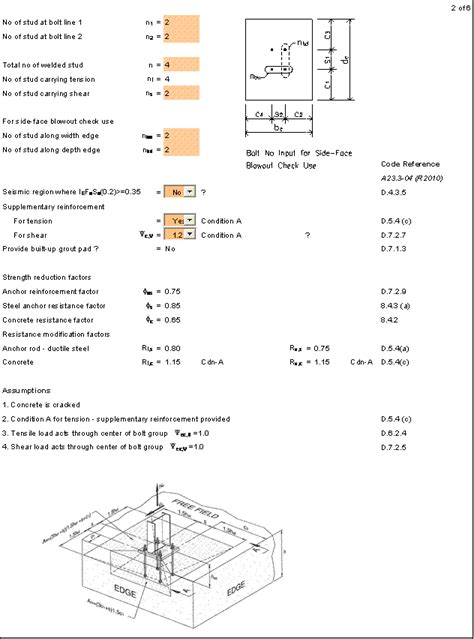 Anchor Bolt Design Spreadsheet Anchor Reinforcement Aci318 08 Appendix