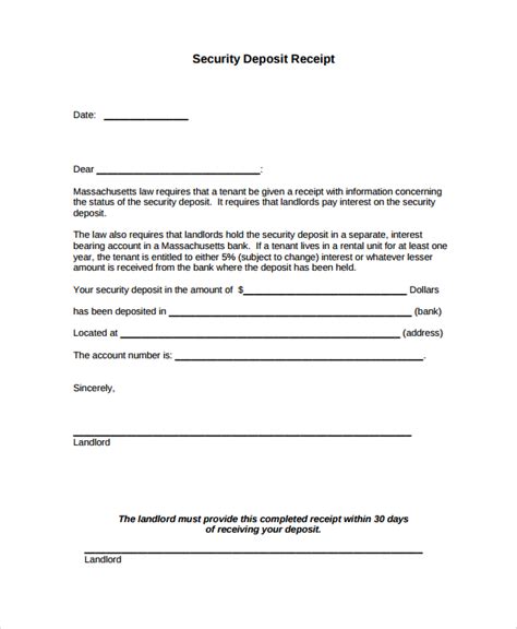 FREE 8 Sample Security Deposit Receipt Templates In MS Word PDF