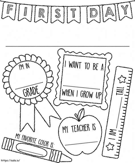 Printable First Day Of School coloring page